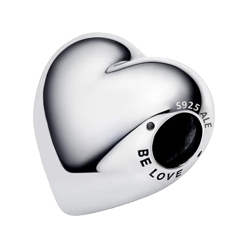 Charm Inspirado Pan 1:1 Corazón Liso Plateado Be Loved, Plata .925