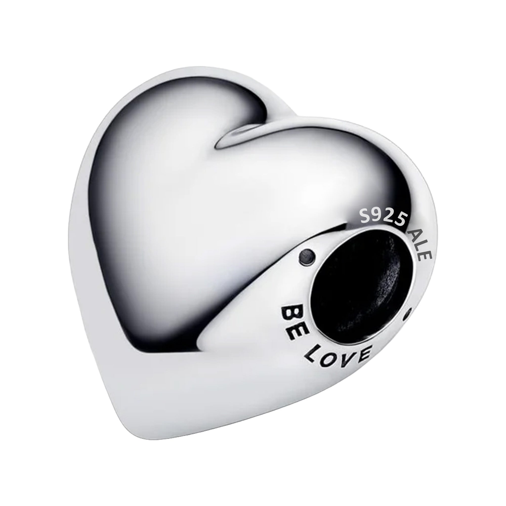 Charm Inspirado Pan 1:1 Corazón Liso Plateado Be Loved, Plata .925