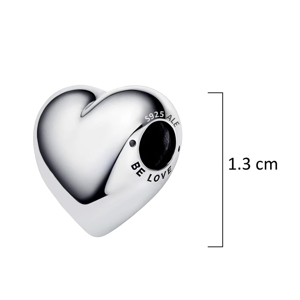 Charm Inspirado Pan 1:1 Corazón Liso Plateado Be Loved, Plata .925