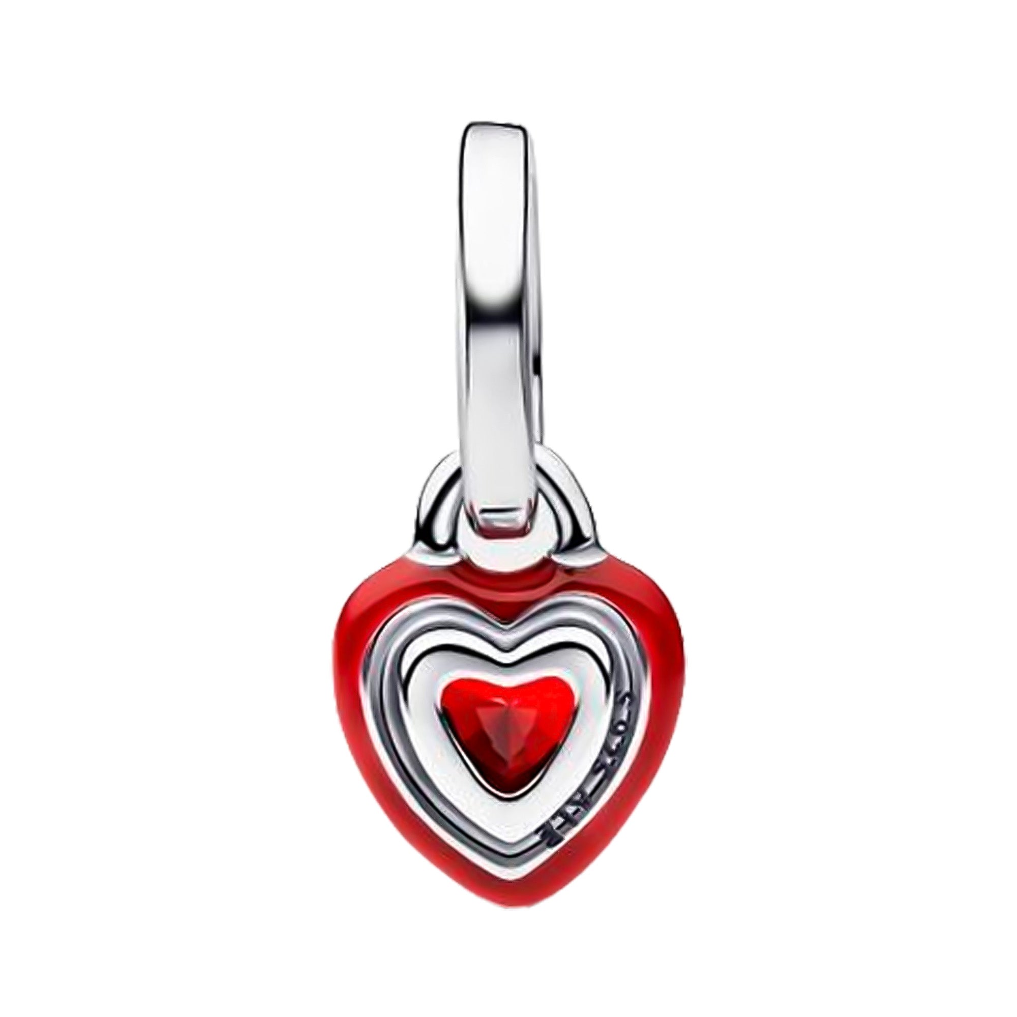 Charm Inspirado Pan 1:1 Corazón Chico con Circonia Roja, Plata .925