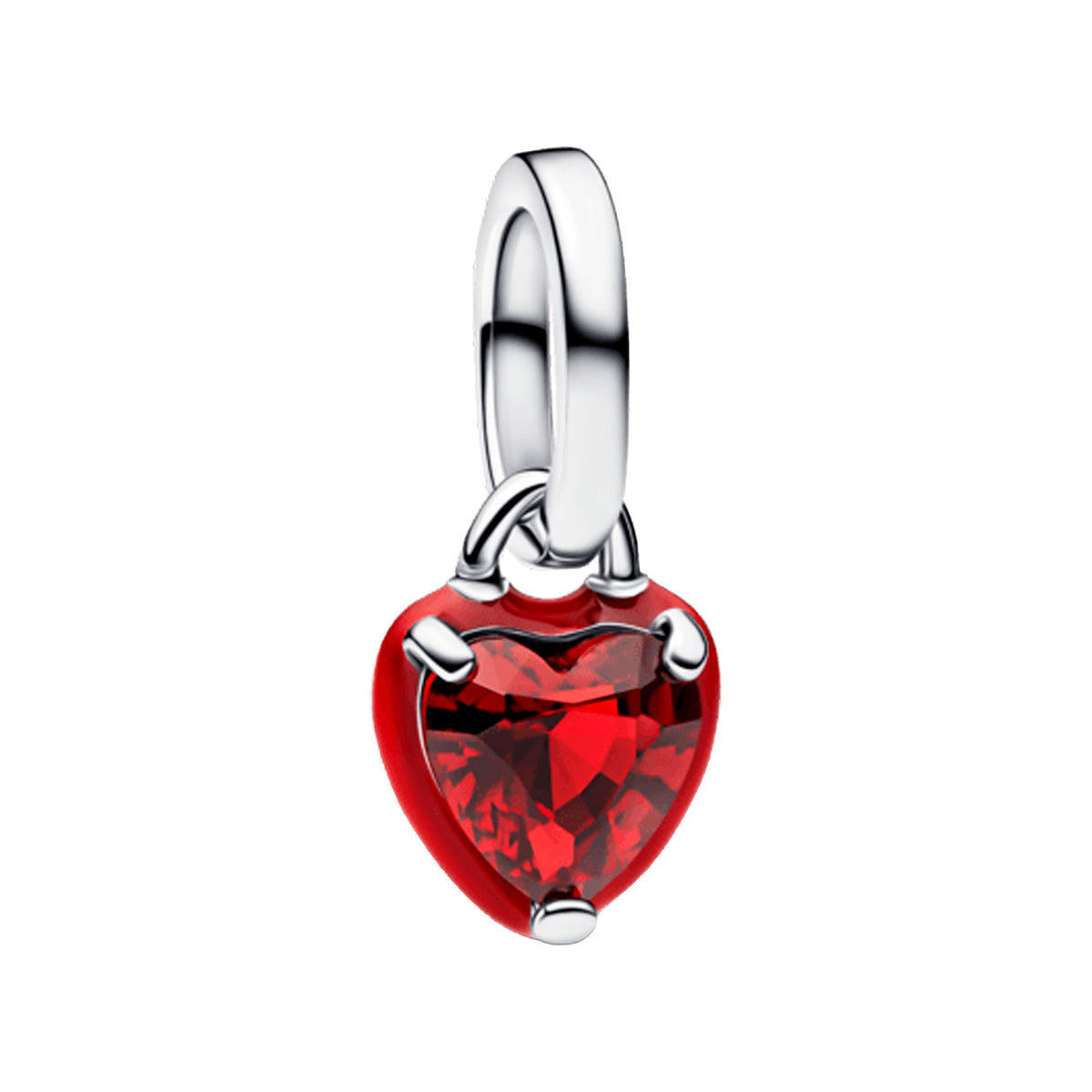 Charm Inspirado Pan 1:1 Corazón Chico con Circonia Roja, Plata .925