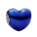 Charm Inspirado Pan 1:1 Corazón Azul Liso, Plata .925