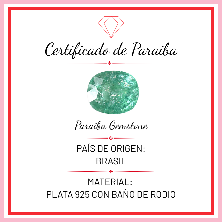 Huggies Turmalina Paraiba Gota Colgante con Circonias, Plata .925 con Rodio