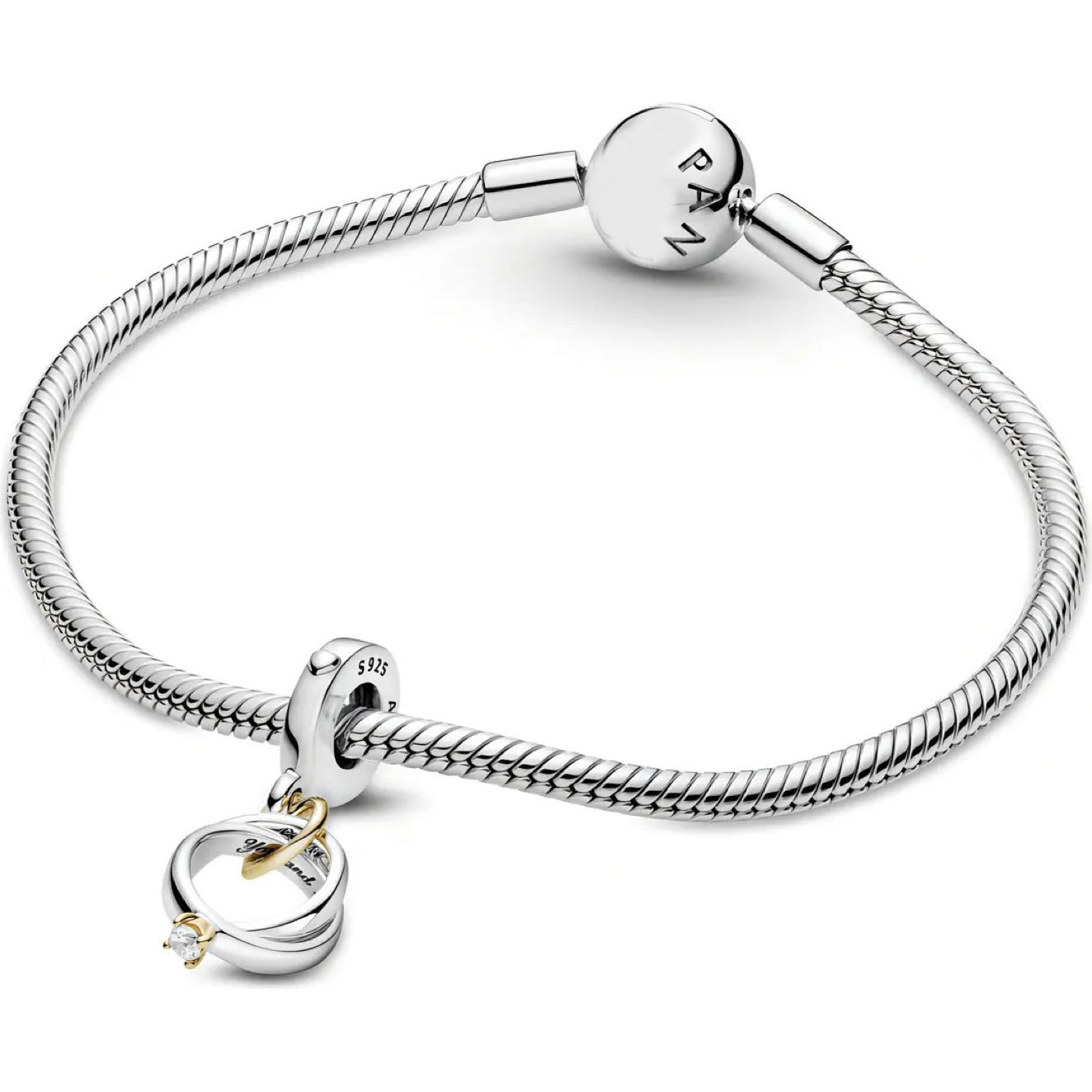 Charm Inspirado Pan 1:1 Anillos de Compromiso, Plata .925
