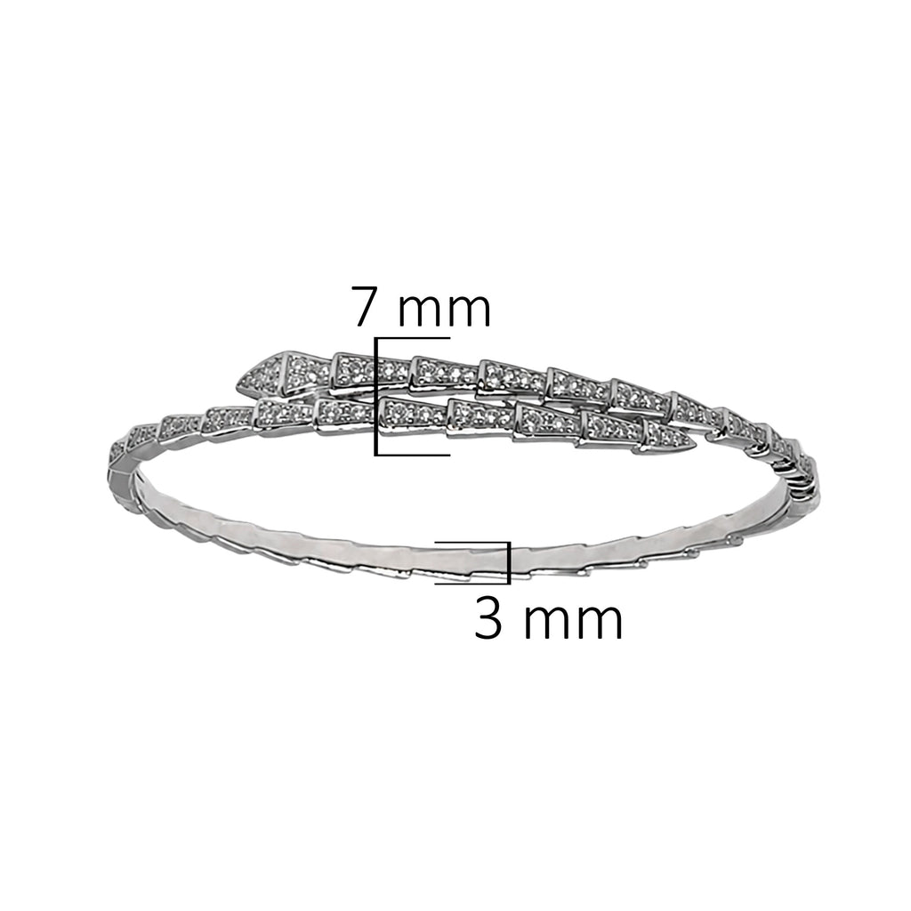 Juego Bvlg 1:1 Brazalete y Anillo Serpiente con Circonias Plata .925 con Baño de Rodio