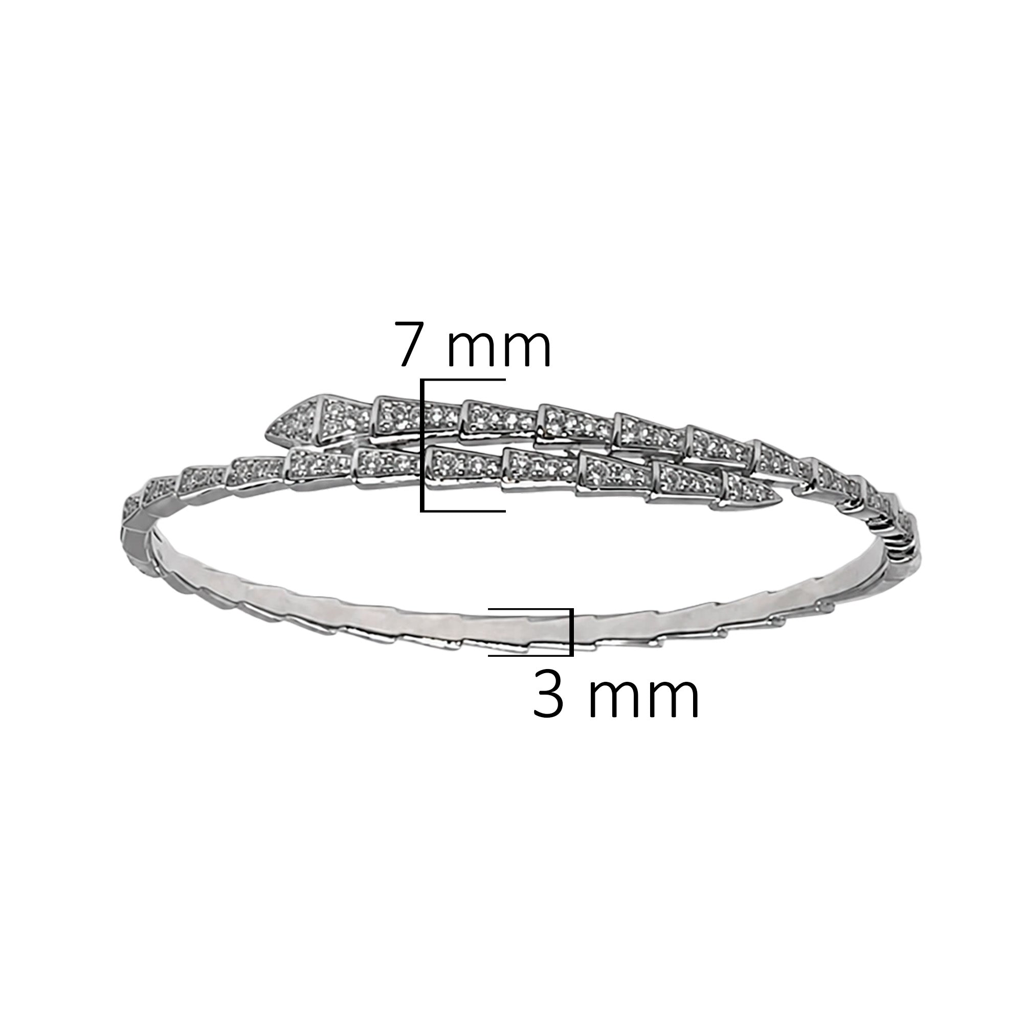 Juego Bvlg 1:1 Brazalete y Anillo Serpiente con Circonias Plata .925 con Baño de Rodio
