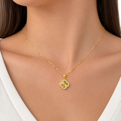 Dije Inspirado Flor Van C Diamantado con Micro Circonias Oro 10K