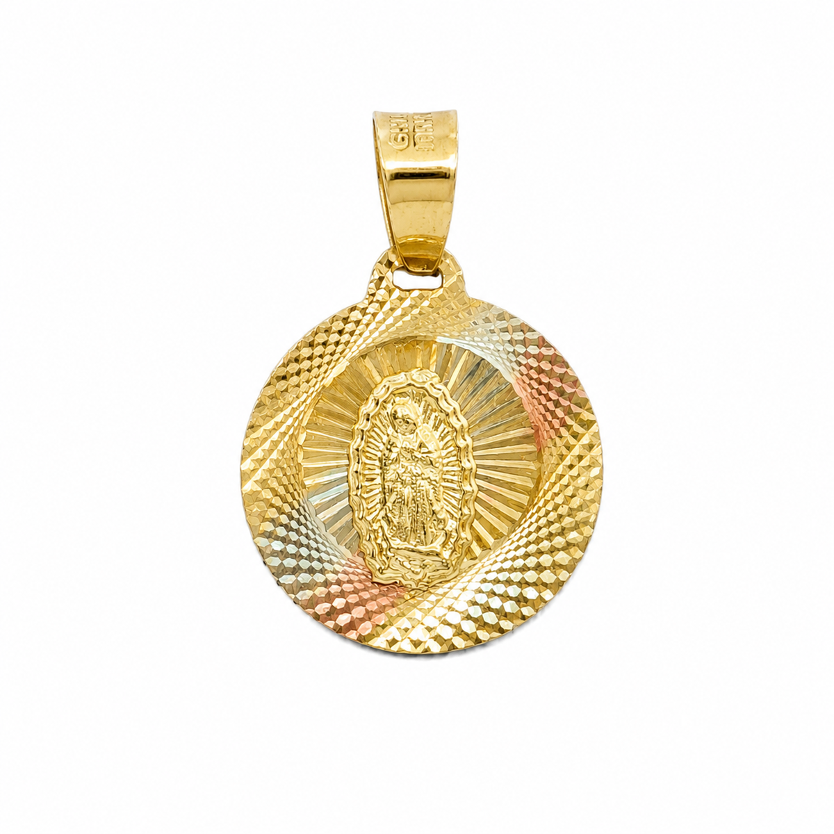 Dije Medalla de la Virgen de Guadalupe Diamantado Oro 10K