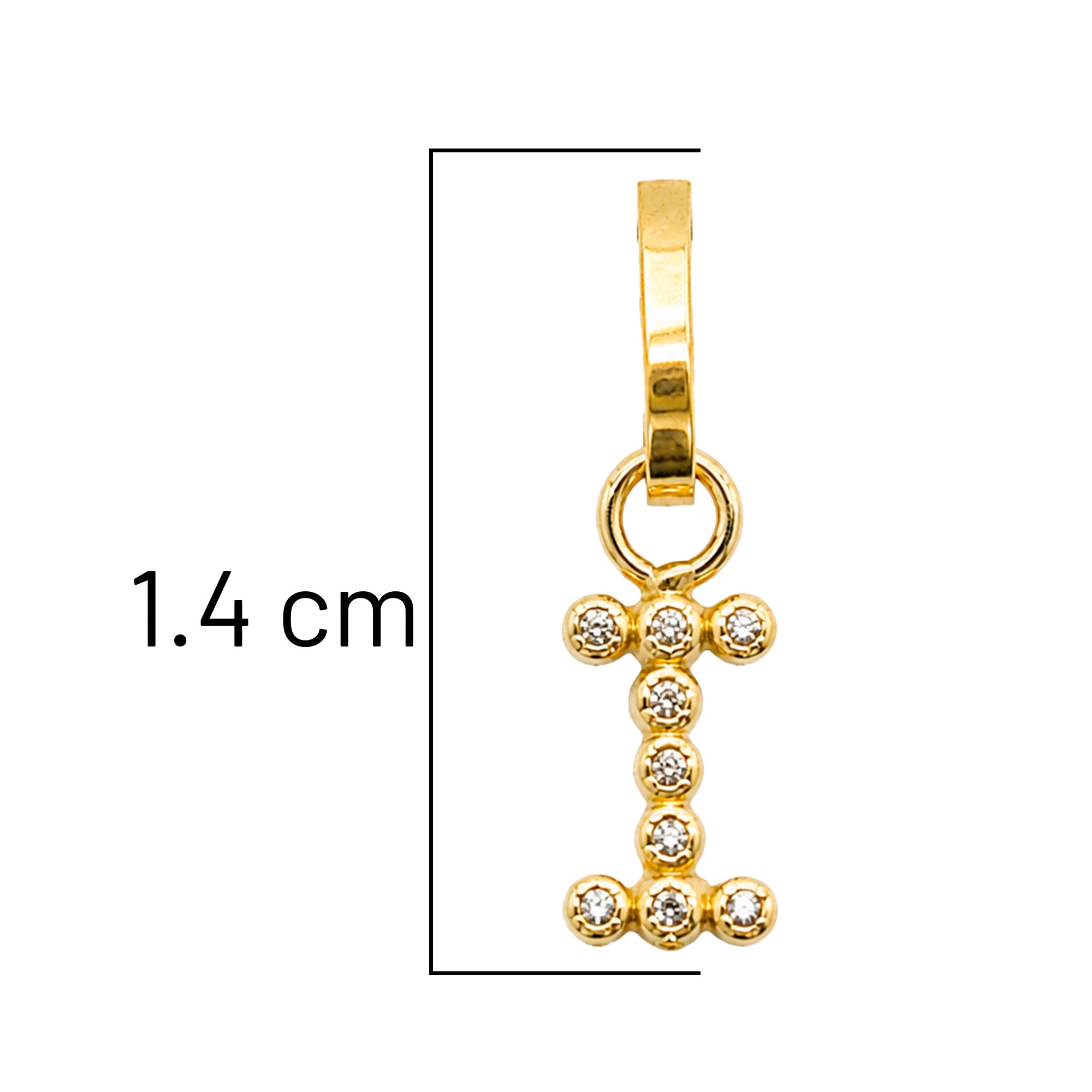 Dije Letra I con Micro Circonias Oro 10K