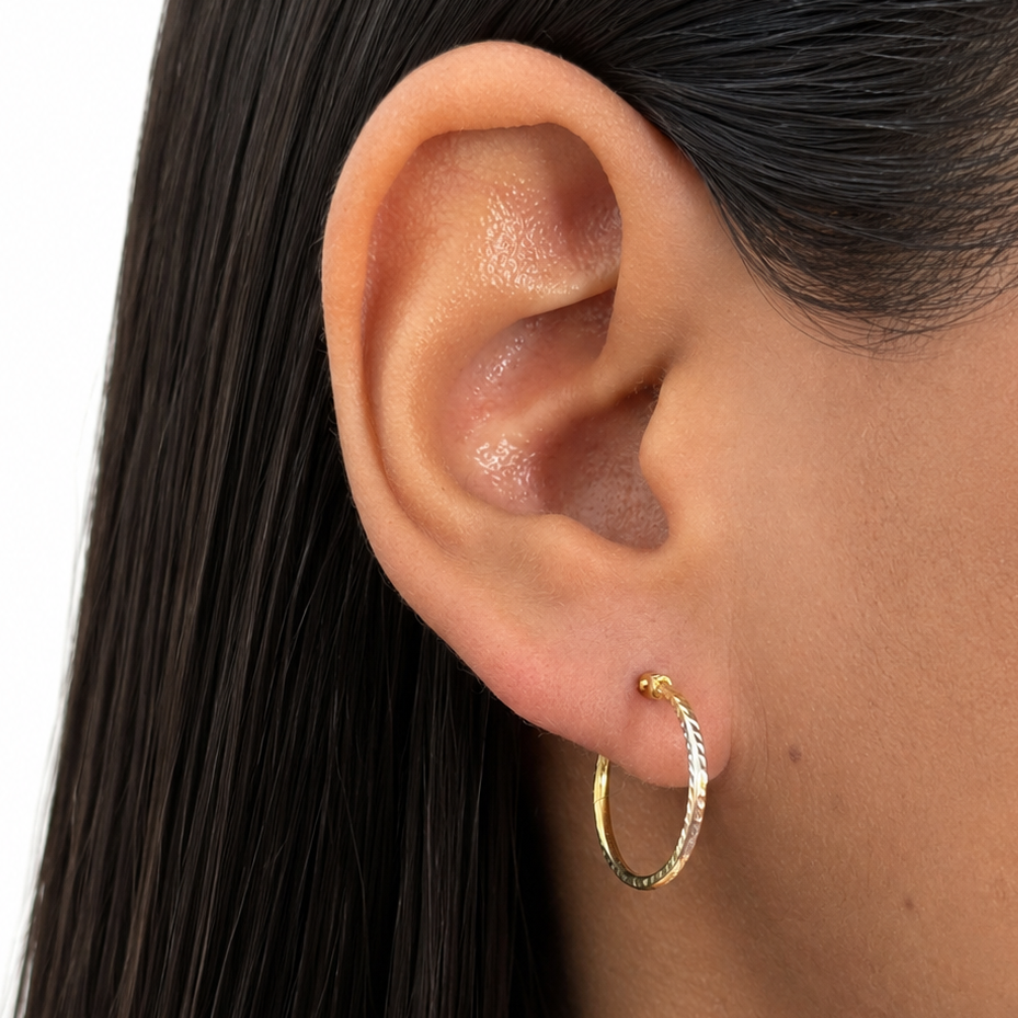 Arracada Diamantada Florentina 1.8cm Oro 10K