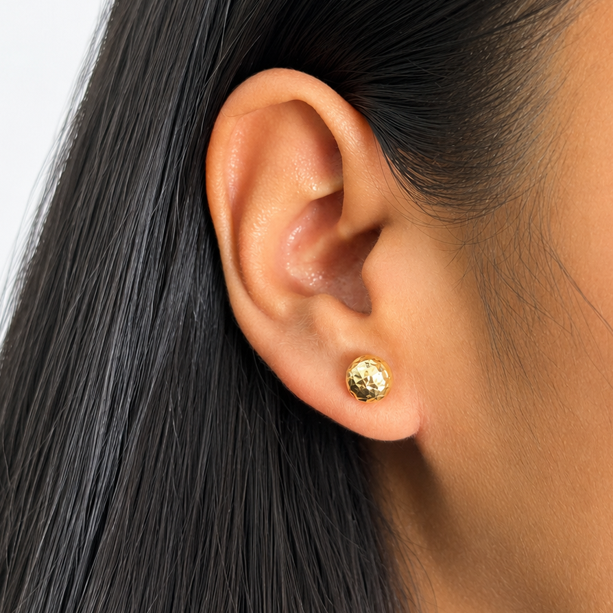 Arete Bolita de 7.5mm Diamantada Oro 10K