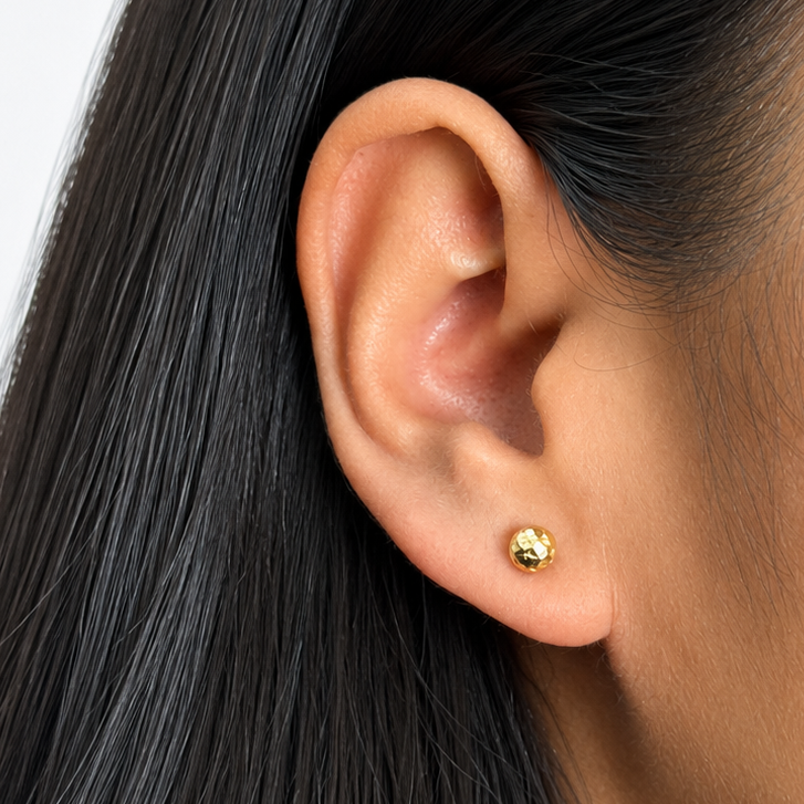 Arete Bolita de 4.8mm Diamantada Oro 10K