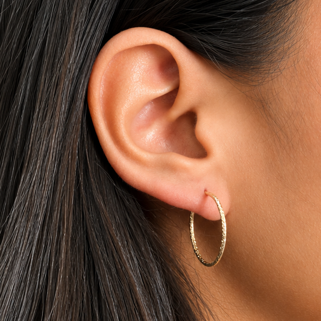 Arracada Diamantada de 2.5cm Oro 10K