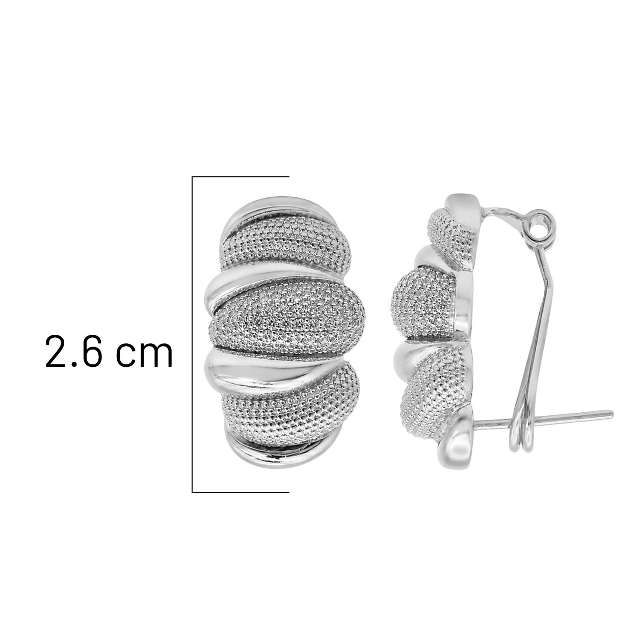 Aretes Glamour formas ovaladas con Circonias, Plata .925 con Baño de Rodio