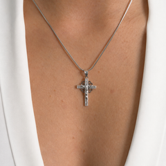 Dije Crucifijo con Circonias de 3.3cm Plata .925