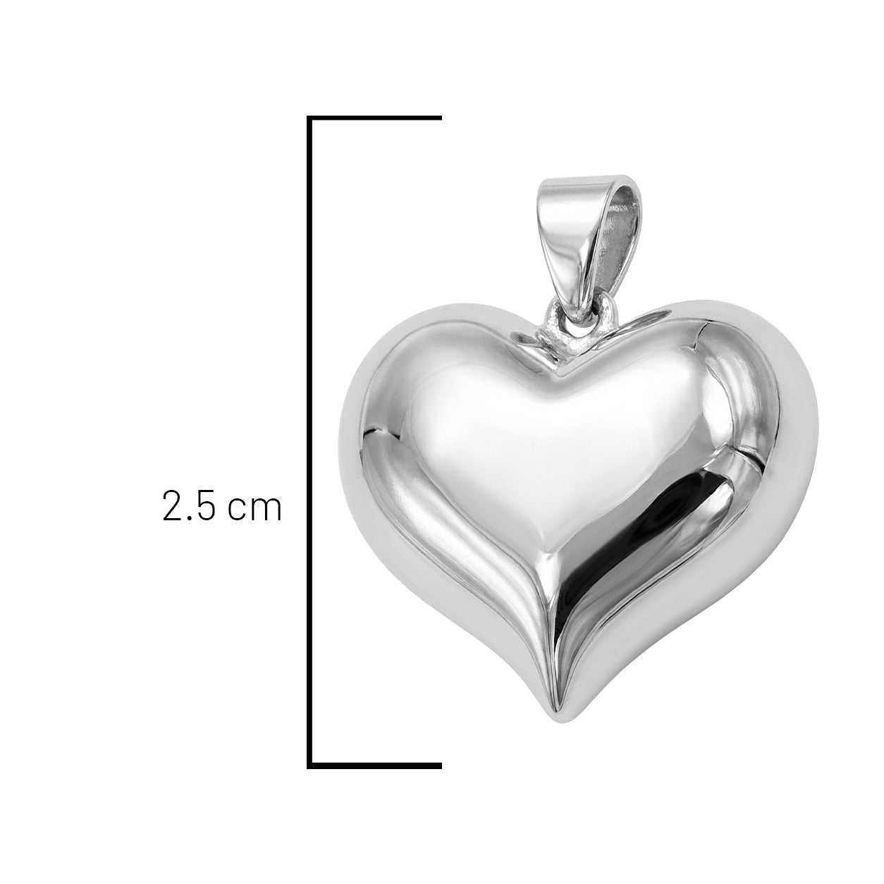 Dije de Corazón Bombeado 3.5cm Plata .925