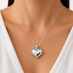Dije de Corazón Bombeado 3.5cm Plata .925