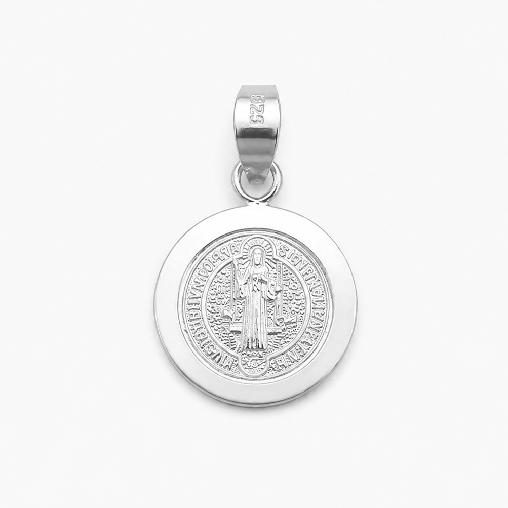 Dije Medalla de San Benito de 2cm Plata .925