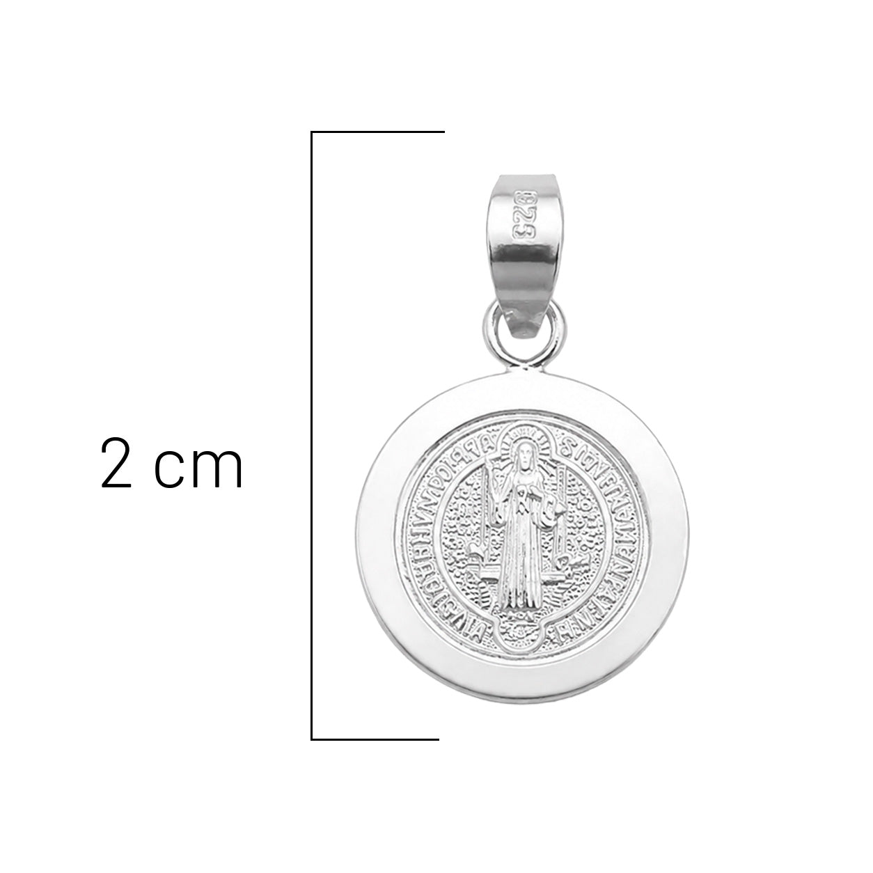 Dije Medalla de San Benito de 2cm Plata .925