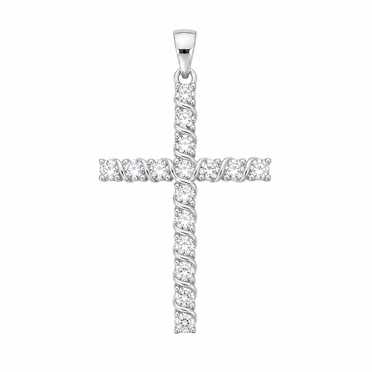 Dije de Cruz con Circonias Blancas Entrelazadas Plata .925 con Rodio