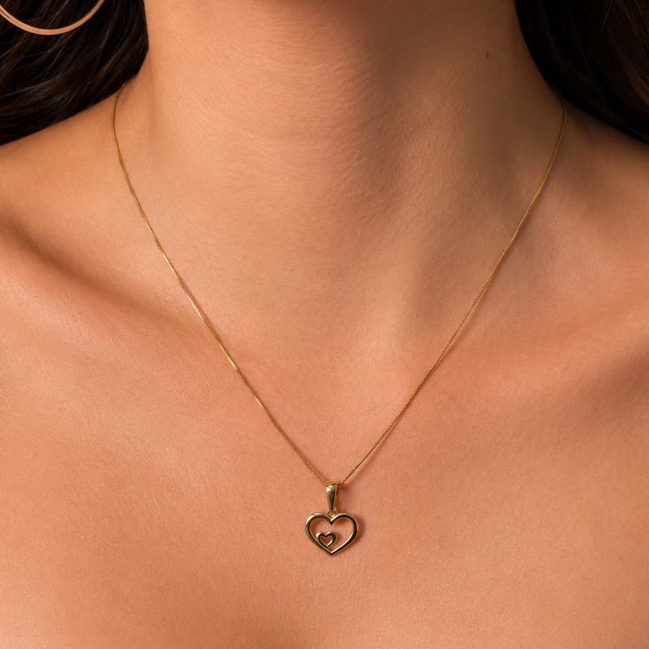 Dije Silueta Doble de Corazón Oro 10K