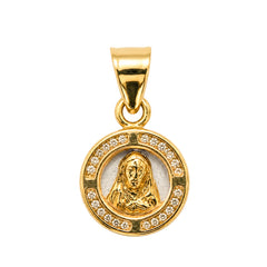Dije Medalla de Jesus con Micro Circonias Oro 10K