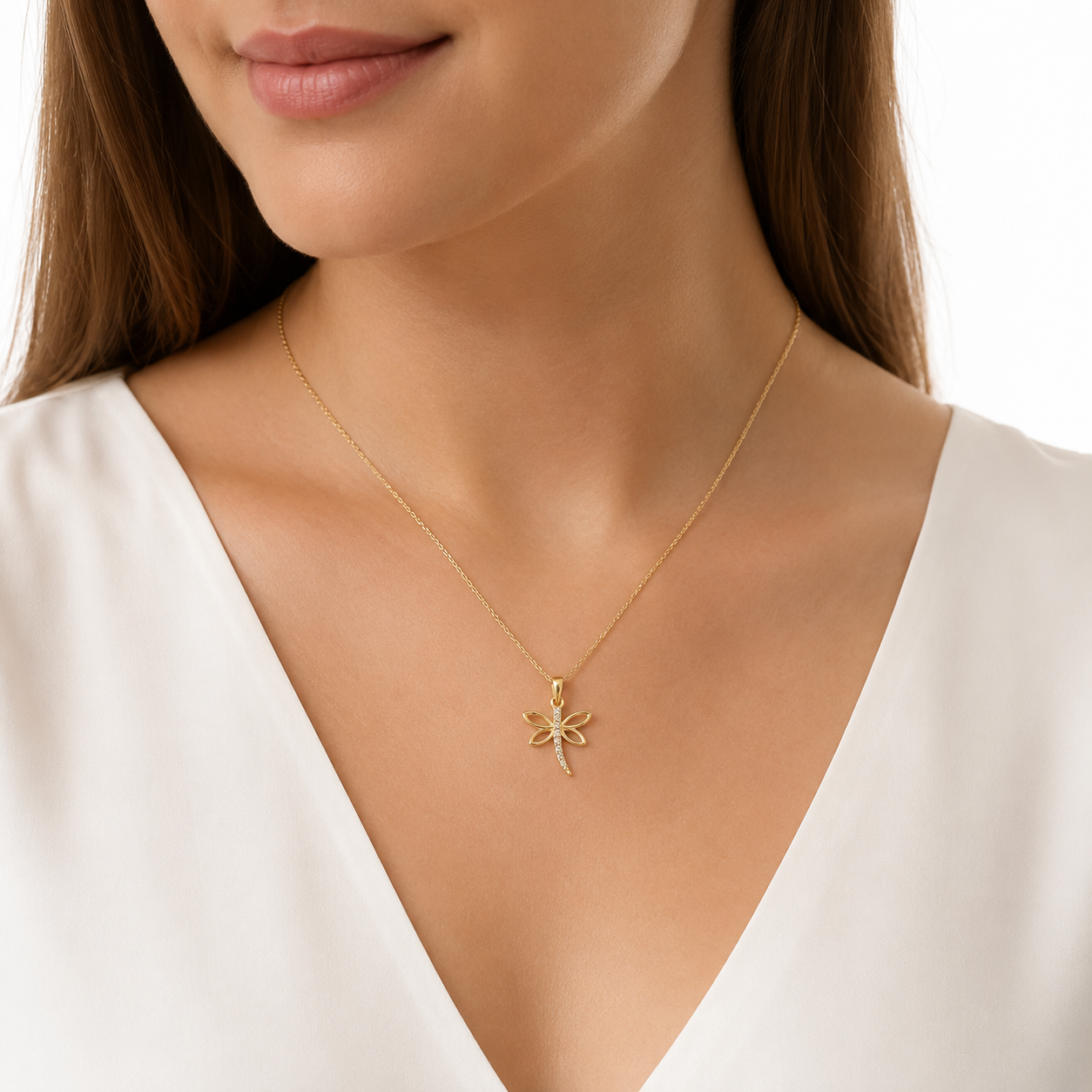 Dije Libelula con Micro Circonias Oro 10K