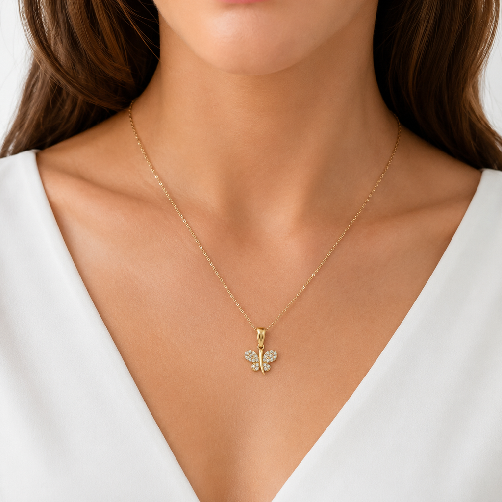 Dije Mariposa con Circonias Oro 10K