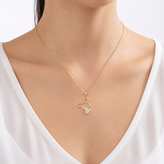 Dije Silueta de Mickey Mouse con Circonias Oro 10K