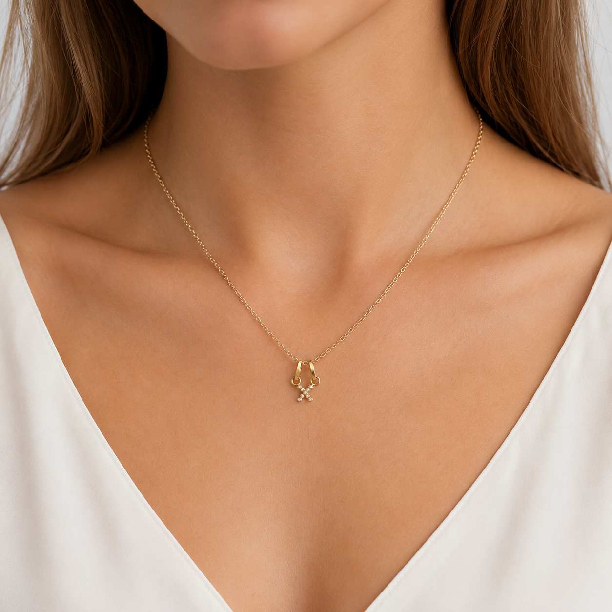 Dije Letra X con Micro Circonias Oro 10K