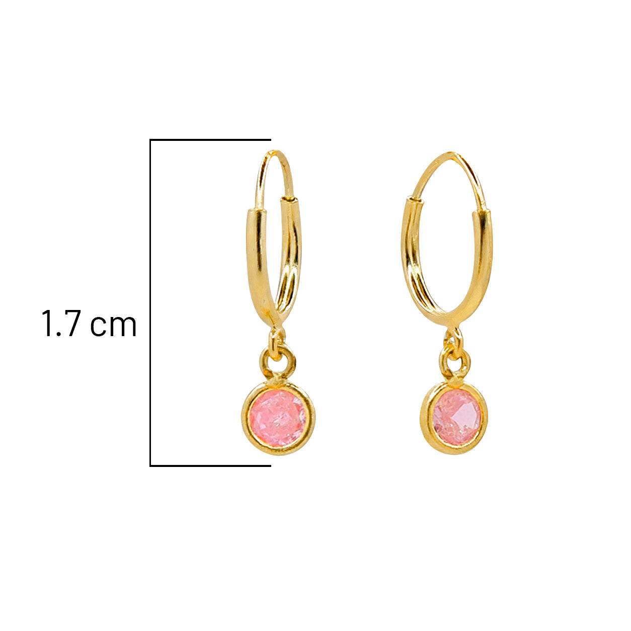 Arracada Circonia Colgante 1.7cm Oro 10K