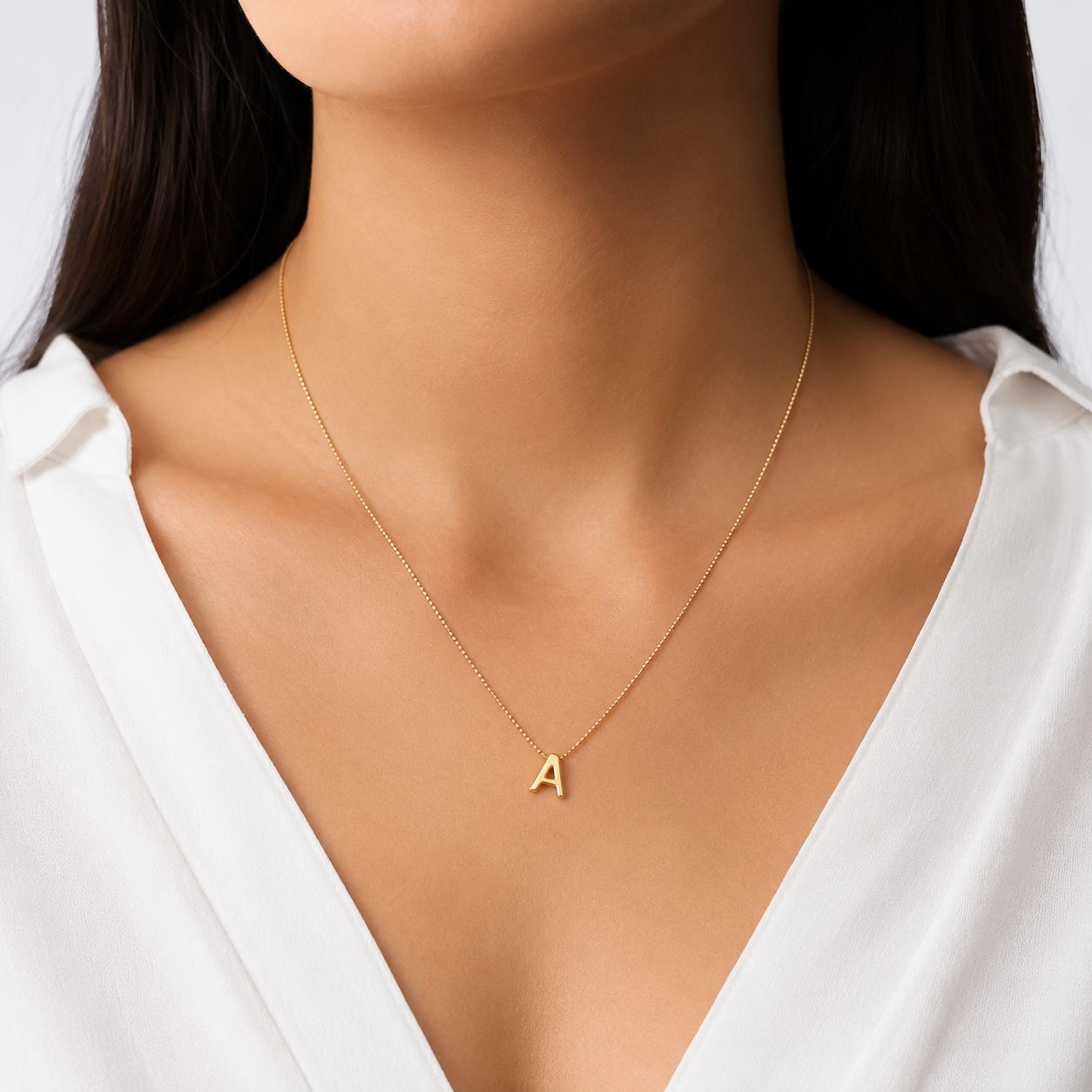 Collar Letra A Plata .925 con Baño de Oro 18K