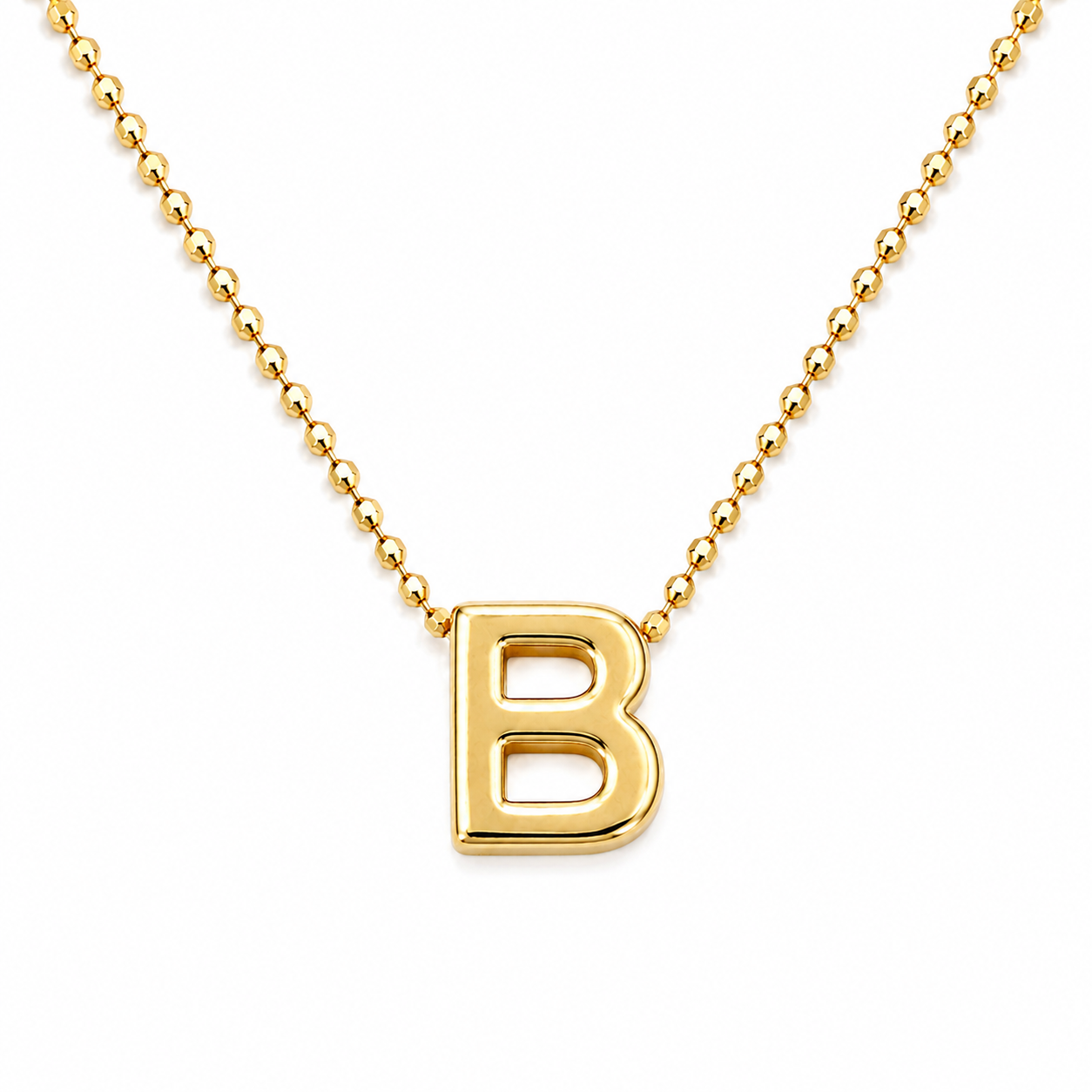 Collar Letra B Plata .925 con Baño de Oro 18K