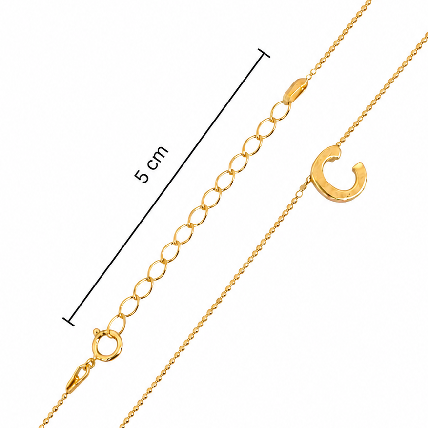 Collar Letra C Plata .925 con Baño de Oro 18K