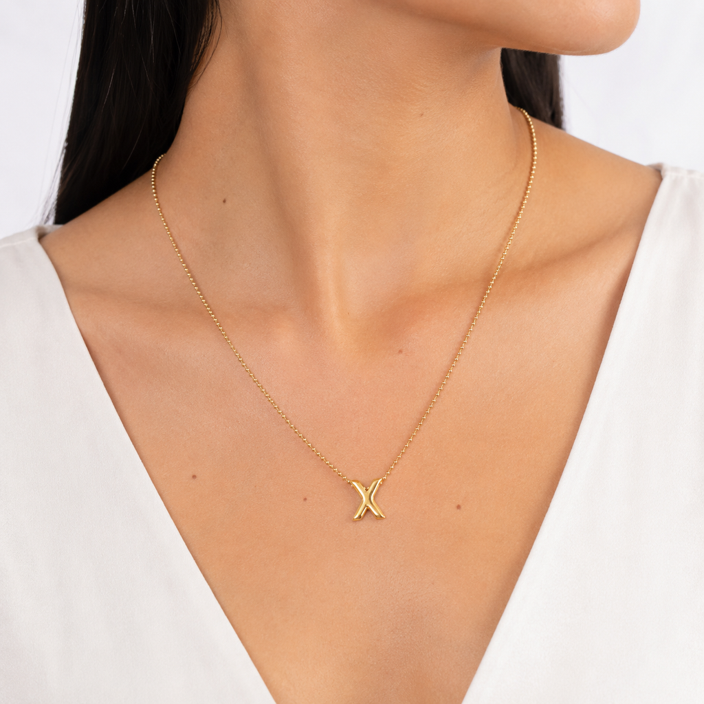 Collar Letra X Plata .925 con Baño de Oro 18K