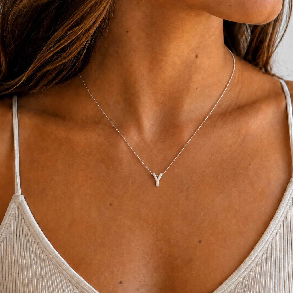 Collar Letra Y Plata .925 con Baño de Rodio