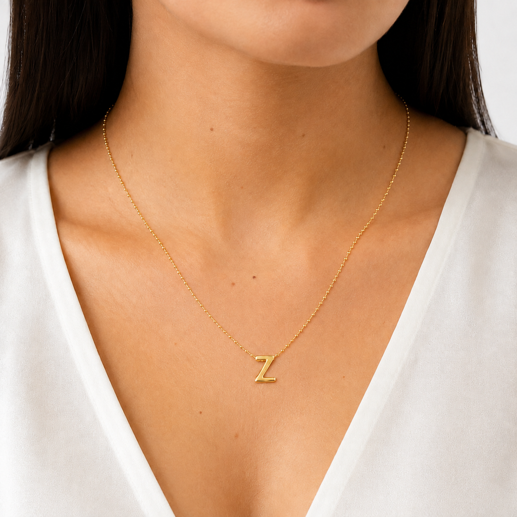 Collar Letra Z Plata .925 con Baño de Oro 18K