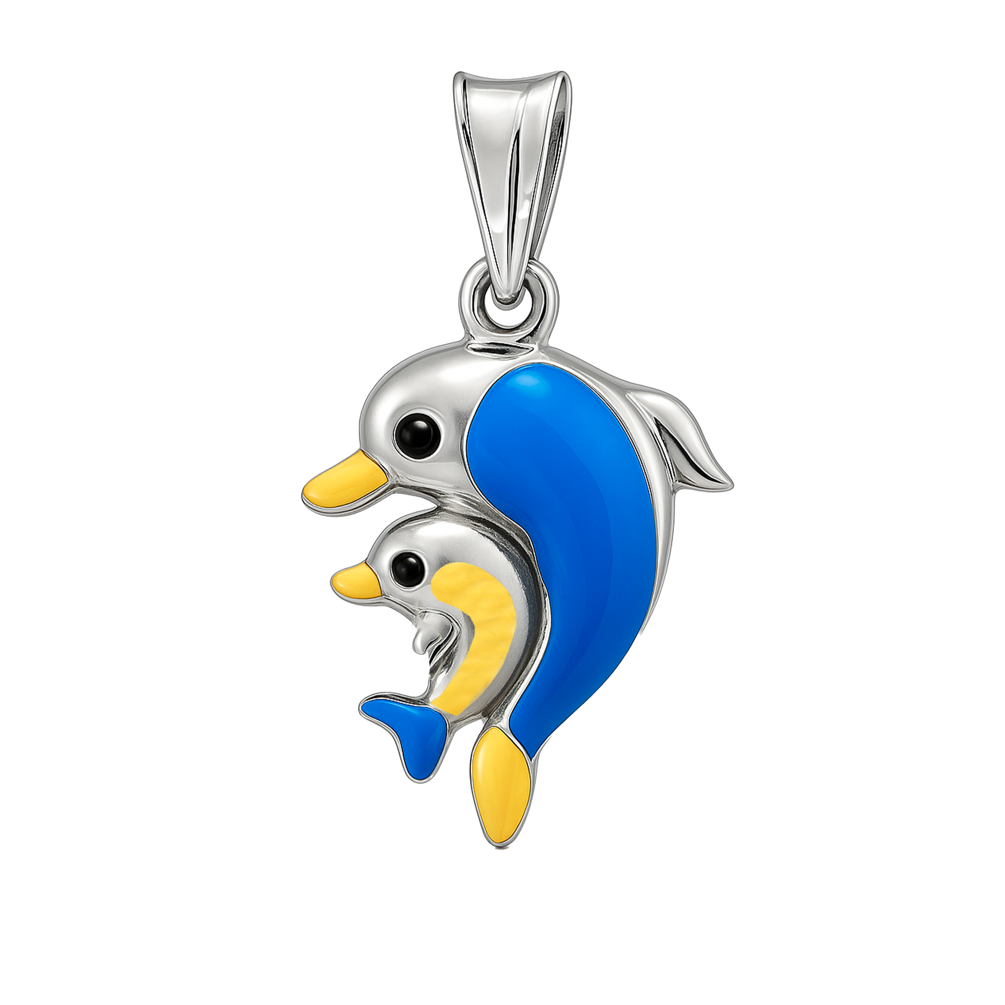 Dije Delfin Esmaltado Bombeado Plata .925