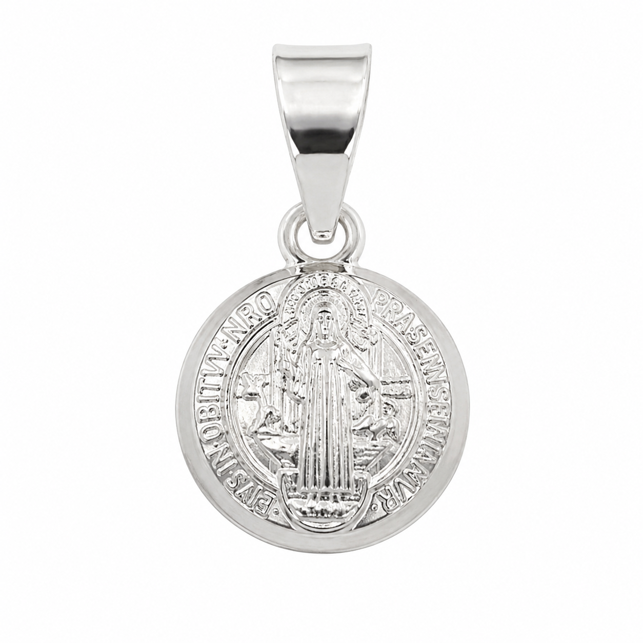 Dije Medalla Bombeado de San Benito 1.8cm Plata .925