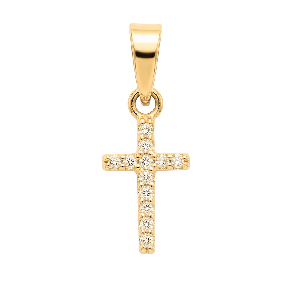Dije Cruz con Micro Circonias 1.8cm Oro 10K