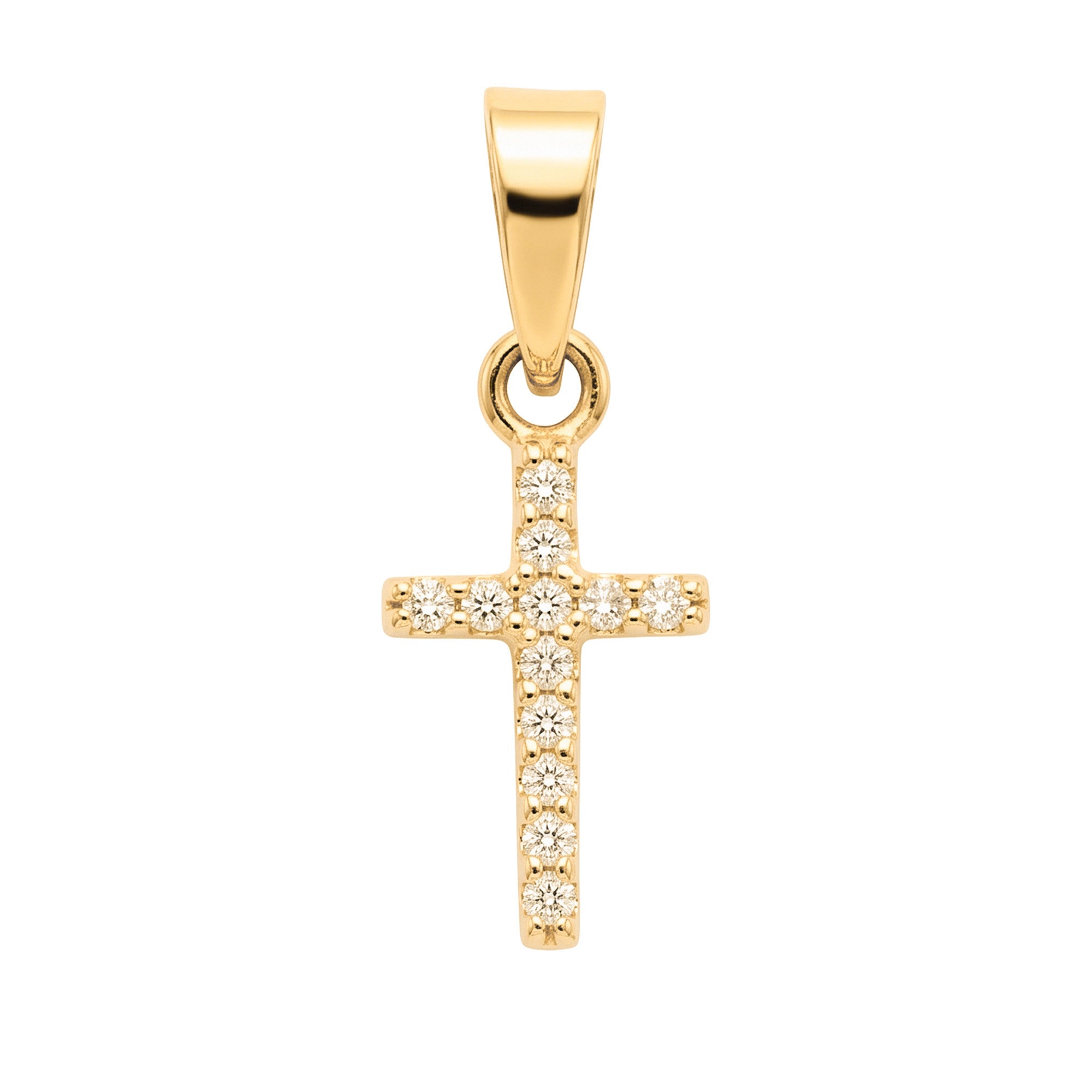 Dije Cruz con Micro Circonias 1.8cm Oro 10K