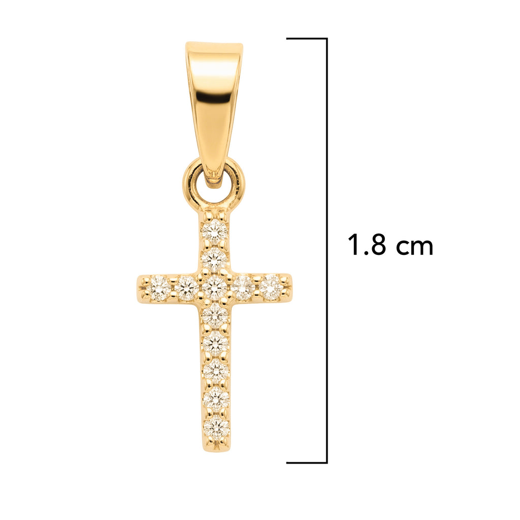 Dije Cruz con Micro Circonias 1.8cm Oro 10K