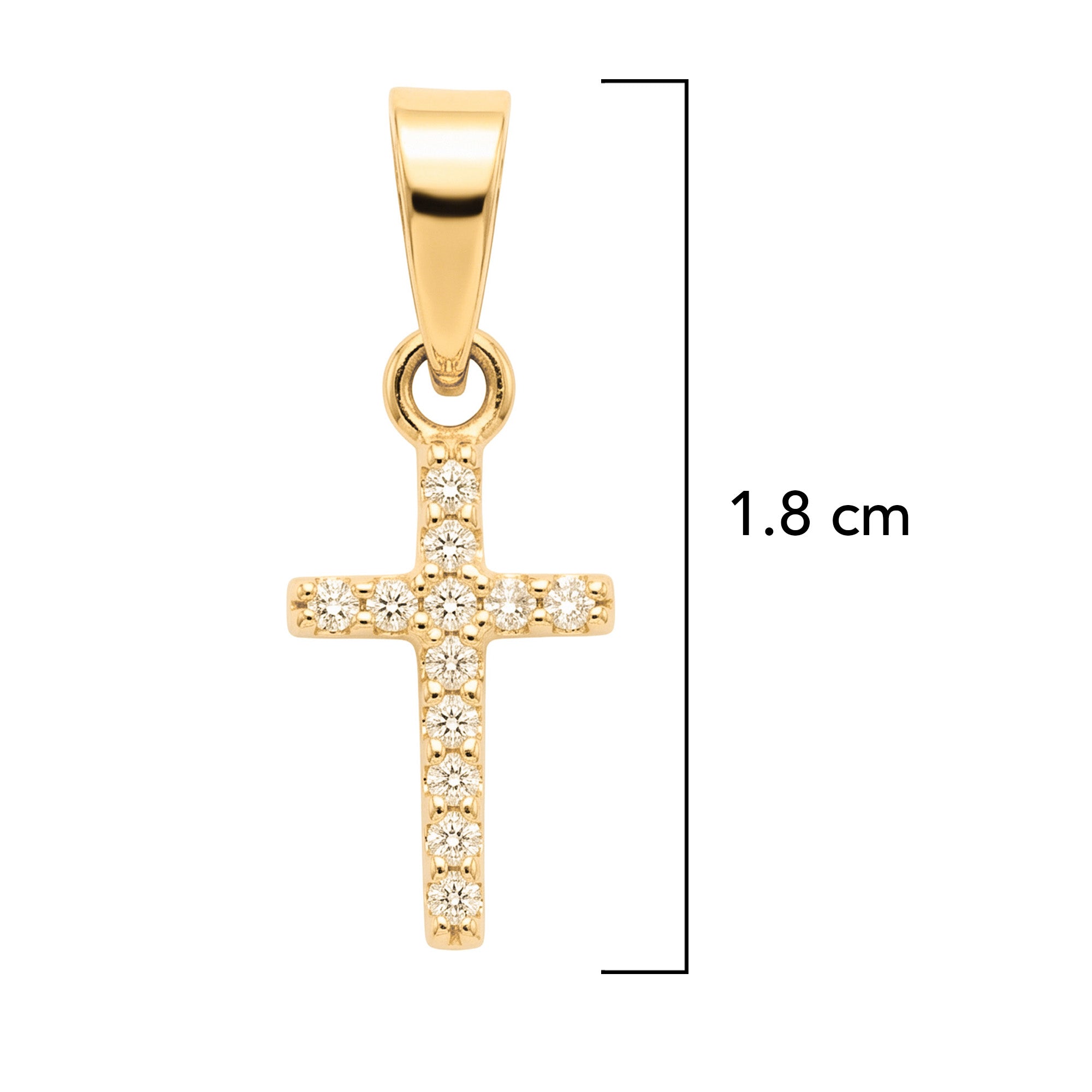 Dije Cruz con Micro Circonias 1.8cm Oro 10K