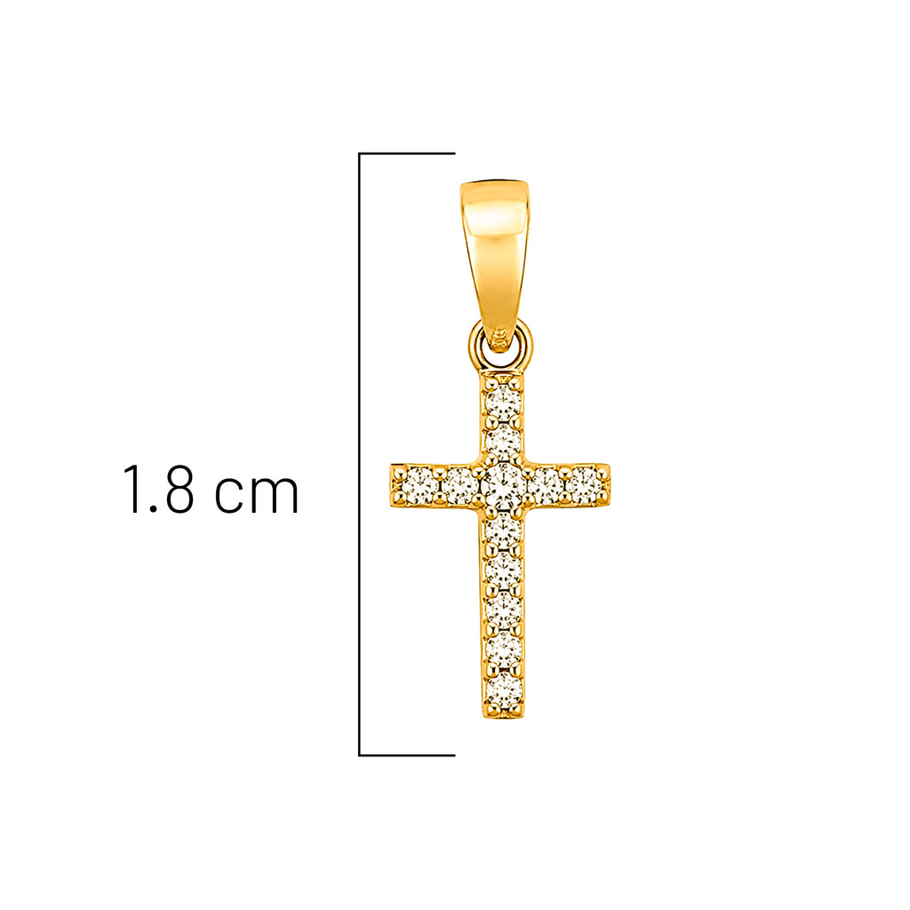 Dije Cruz con Micro Circonias 1.8 cm Oro 10K