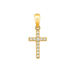 Dije Cruz con Micro Circonias 1.8 cm Oro 10K