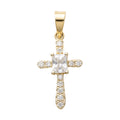 Dije Cruz con Circonia Rectangular y Micro Circonias 2.2 cm Oro 10K