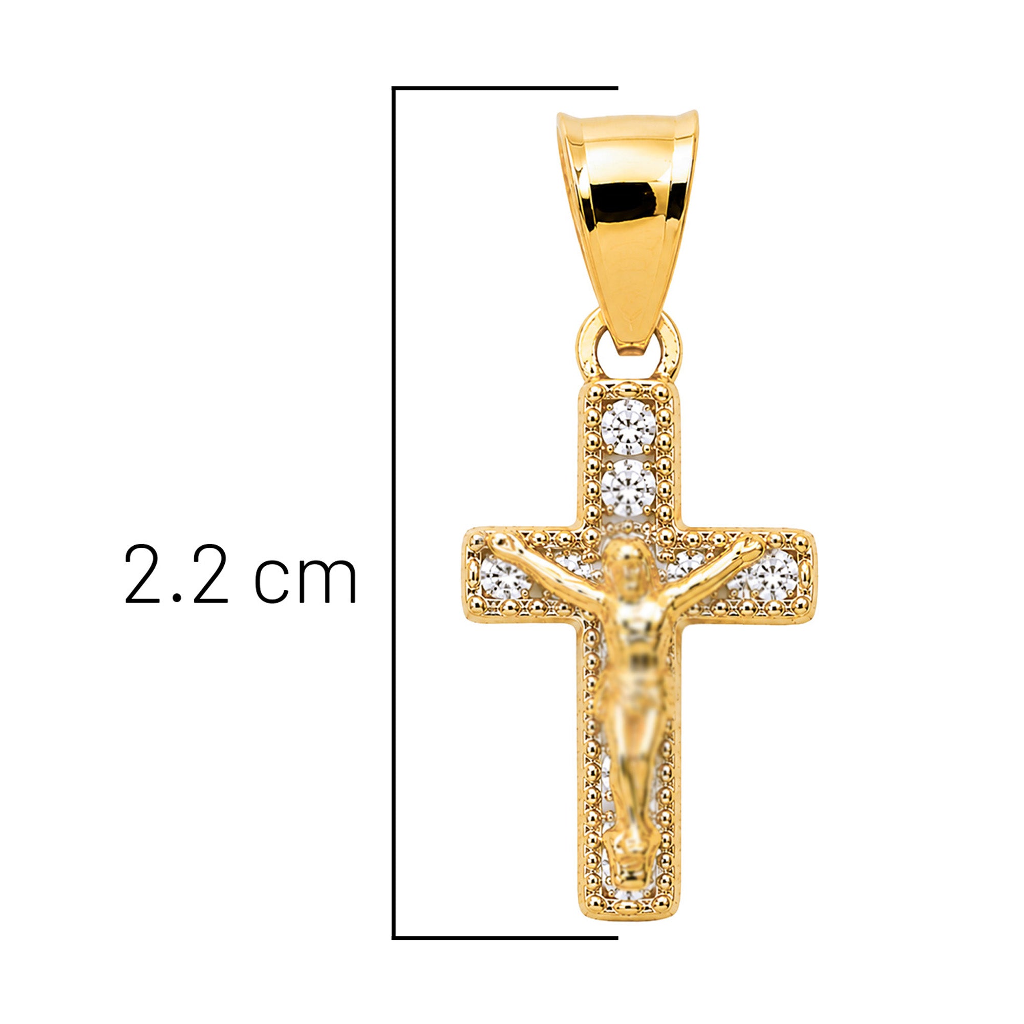 Dije Crucifijo con Micro Circonias 2.2 cm Oro 10K