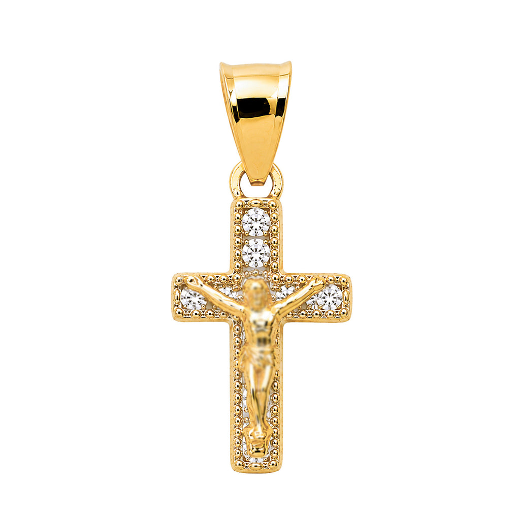 Dije Crucifijo con Micro Circonias 2.2 cm Oro 10K