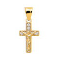 Dije Crucifijo con Micro Circonias 2.2 cm Oro 10K