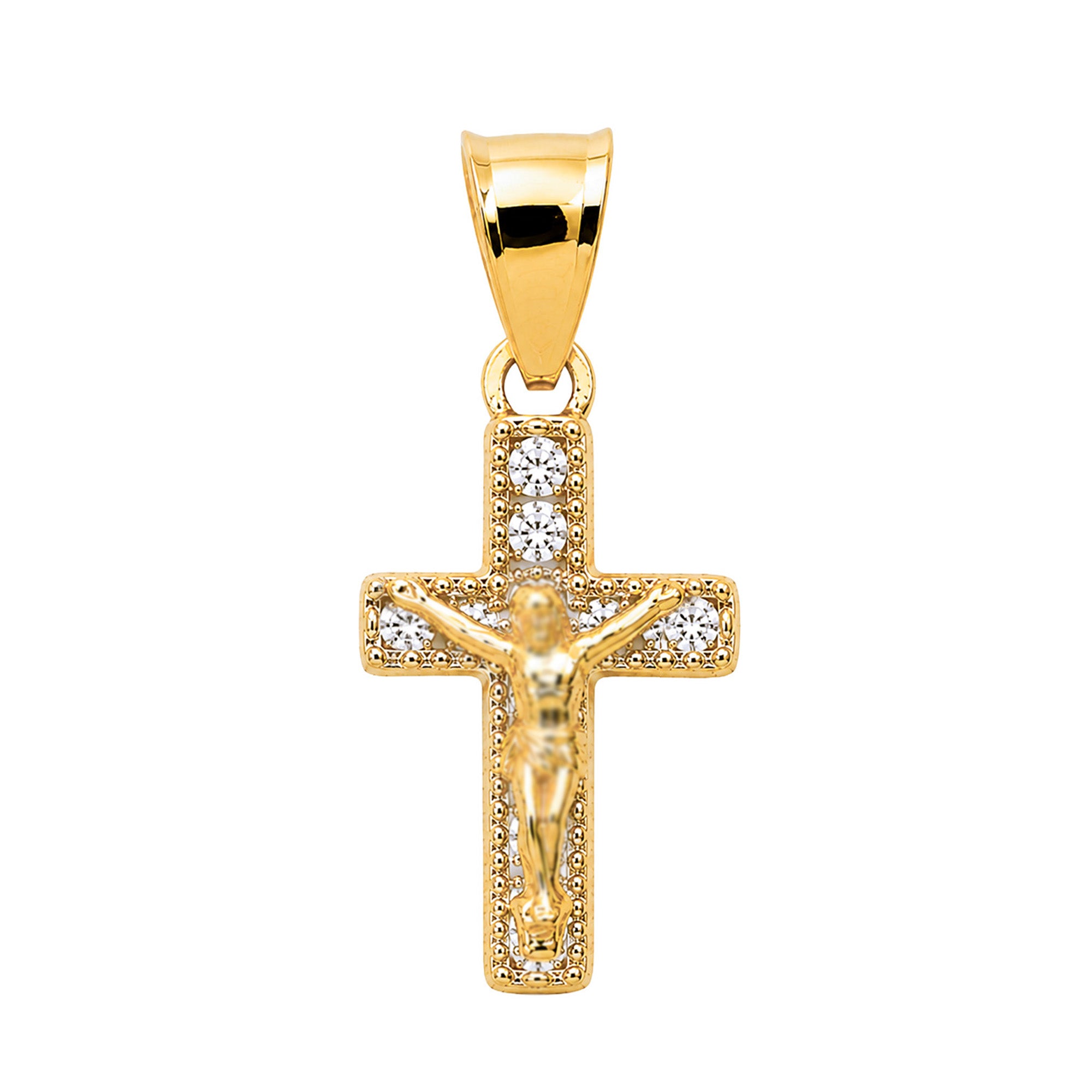 Dije Crucifijo con Micro Circonias 2.2 cm Oro 10K
